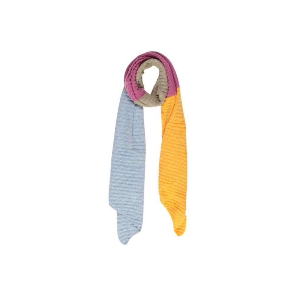 Pieces Multicolor Ribbed Knit Scarf Women yellow Scarves